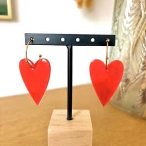 Ma Poulette Bijoux Boucle d'oreilles coeur long rouge bonbon 1