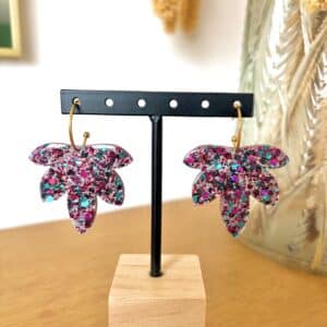 Ma Poulette Bijoux Boucle d'oreilles feuille multicolore 1