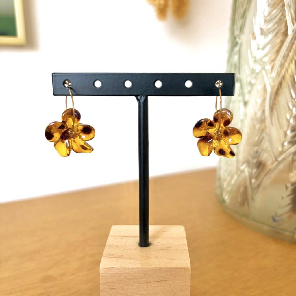 Ma Poulette Bijoux Boucle d'oreilles mini fleur leopard 1