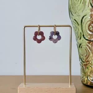 Ma poulette bijoux Pampille réversible Mya- bordeaux et fleurs bleues
