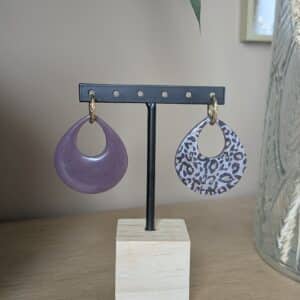 Ma poulette bijoux Pampille réversible Viviane - Aubergine et léopard