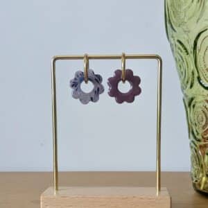 Ma poulette bijoux Pampille réversible Viviane - prune et fleurs bleues