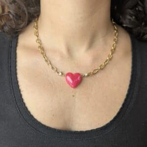 Ma poulette bijoux Pendentif Mireille - coeur fuschia