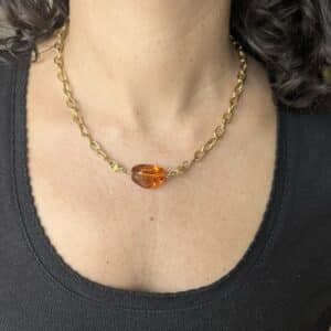 Ma poulette bijoux Pendentif Mireille - perle ambre