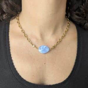 Ma poulette bijoux Pendentif Mireille - perle bleu pastel