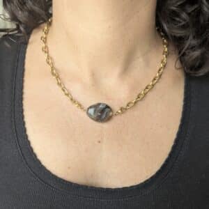 Ma poulette bijoux Pendentif Mireille - perle marron fumé