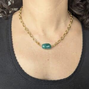 Ma poulette bijoux Pendentif Mireille - perle vert opaque