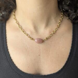 Ma poulette bijoux Pendentif Mireille - perle vieux rose