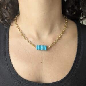 Ma poulette bijoux Pendentif Mireille - pierre turquoise