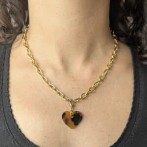 Ma poulette bijoux Pendentif Odette - Coeur écaille de tortue