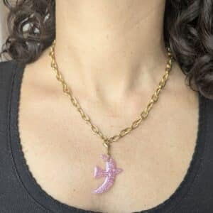 Ma poulette bijoux Pendentif Odette - Colombe paillettes fines rose