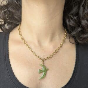 Ma poulette bijoux Pendentif Odette - Colombe paillettes fines vert