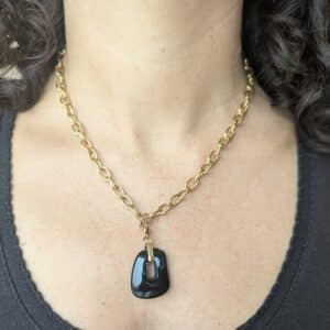 Ma poulette bijoux Pendentif Odette - galet noir