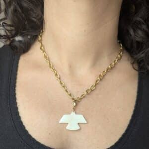 Ma poulette bijoux Pendentif Odette - oiseau blanc nacré