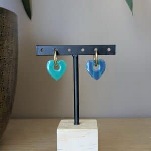 Ma poulette bijoux pampille réversible Amélie - vertes et rayures bleues
