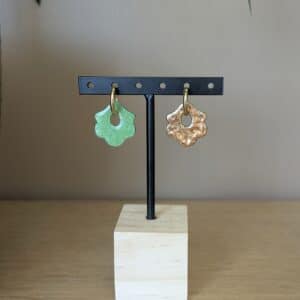 Ma poulette bijoux pampille réversible Nina - Rose gold et vert pailleté