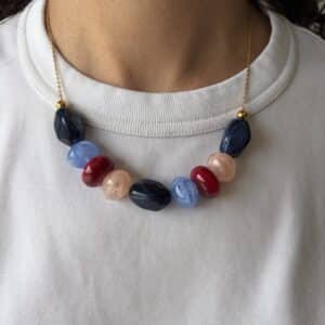 Ma poulette bijoux Collier Louise - Marine bleu rose poudré et bordeaux